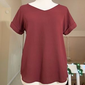 Burgundy V-Neck Top